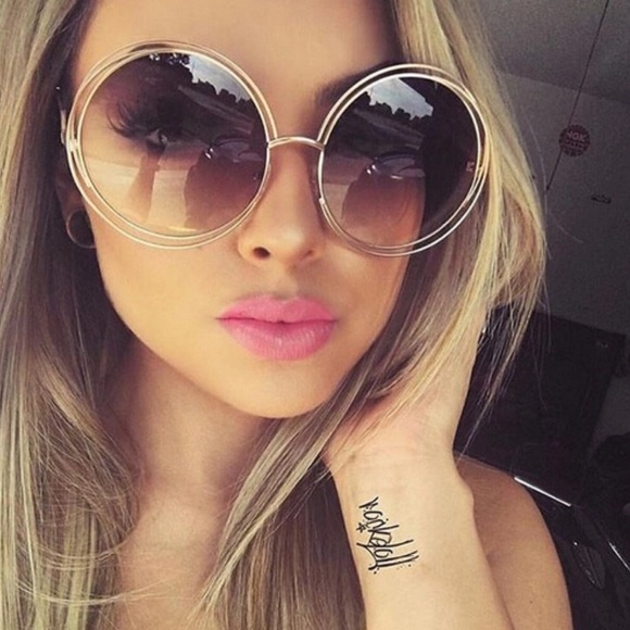 Accessories - Halo Double Wire Oversized Round Sunglasses